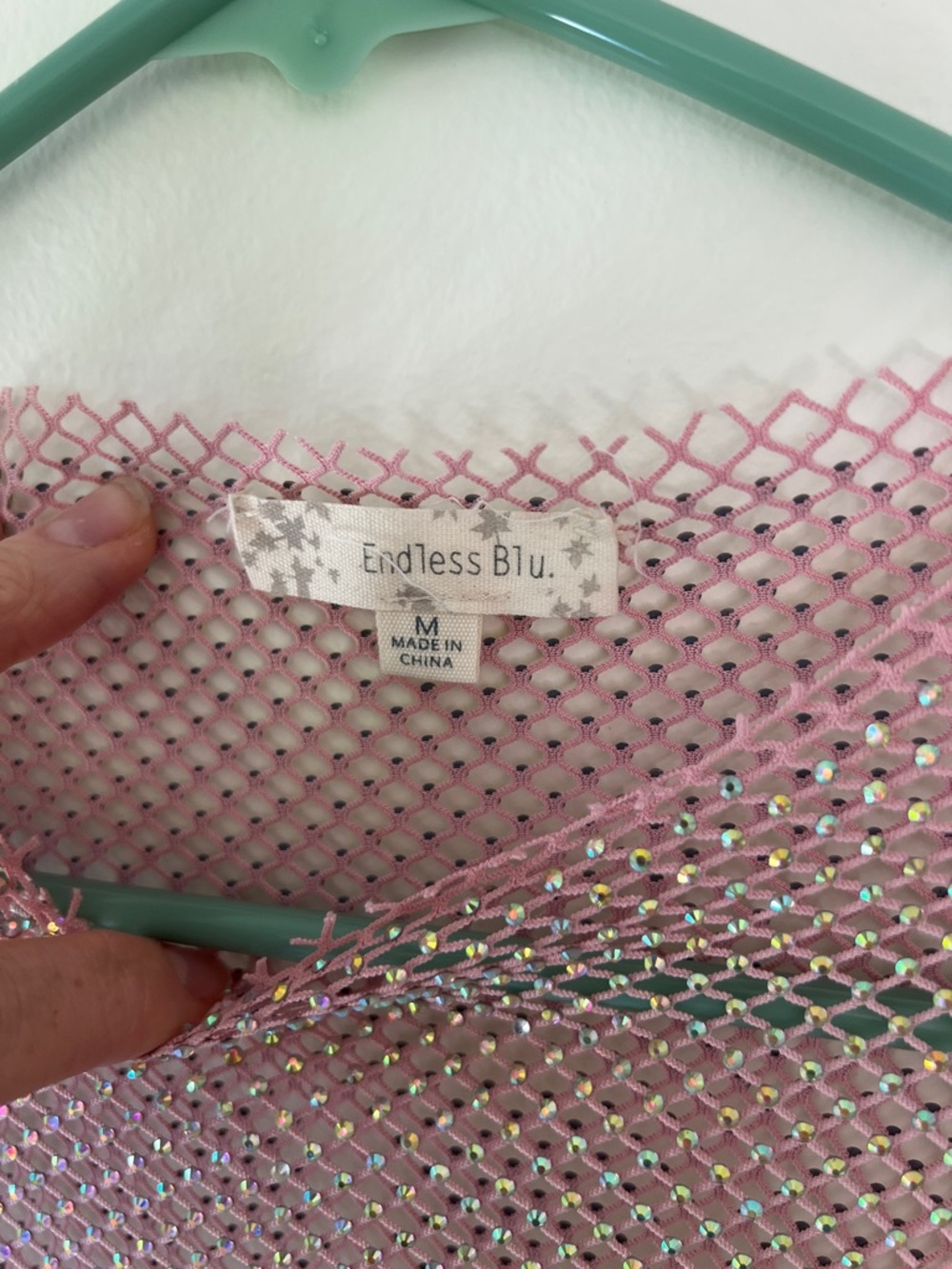 Sheer Pink Mesh Long-Sleeve Crop Top - Picture 3 of 3